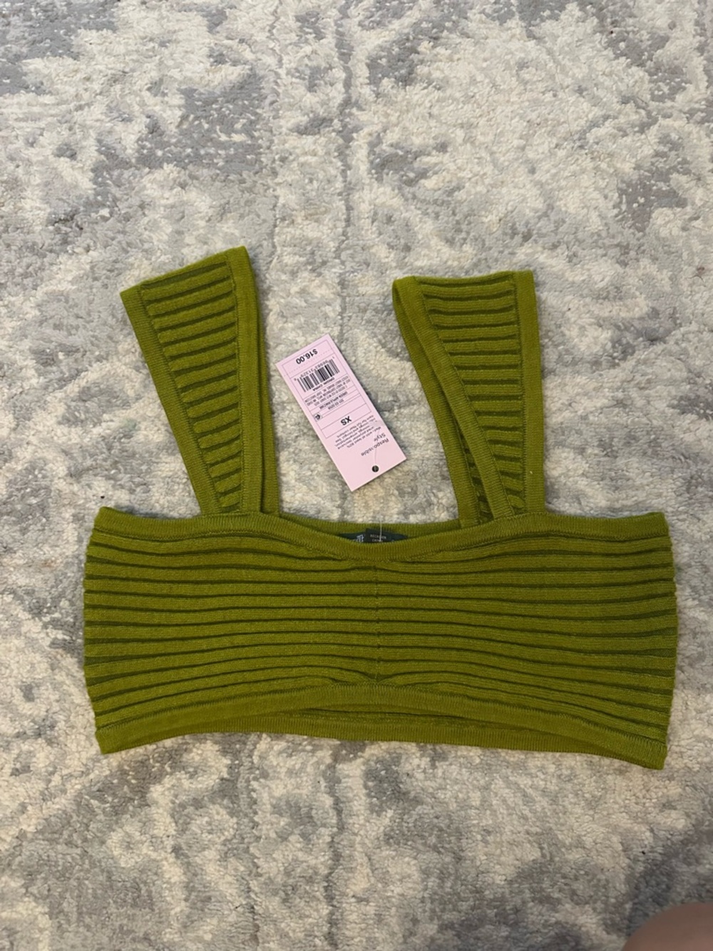 Target Olive Ribbed Knit Crop Tanker XS